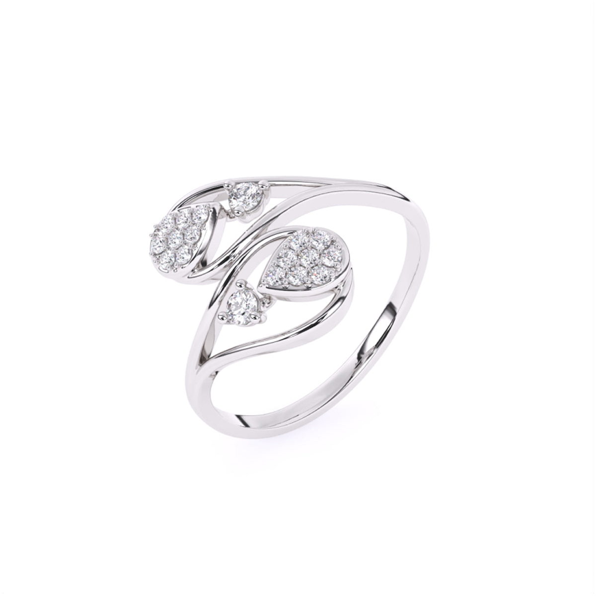 Pear Style Round Lab Grown Diamond Engagement Ring